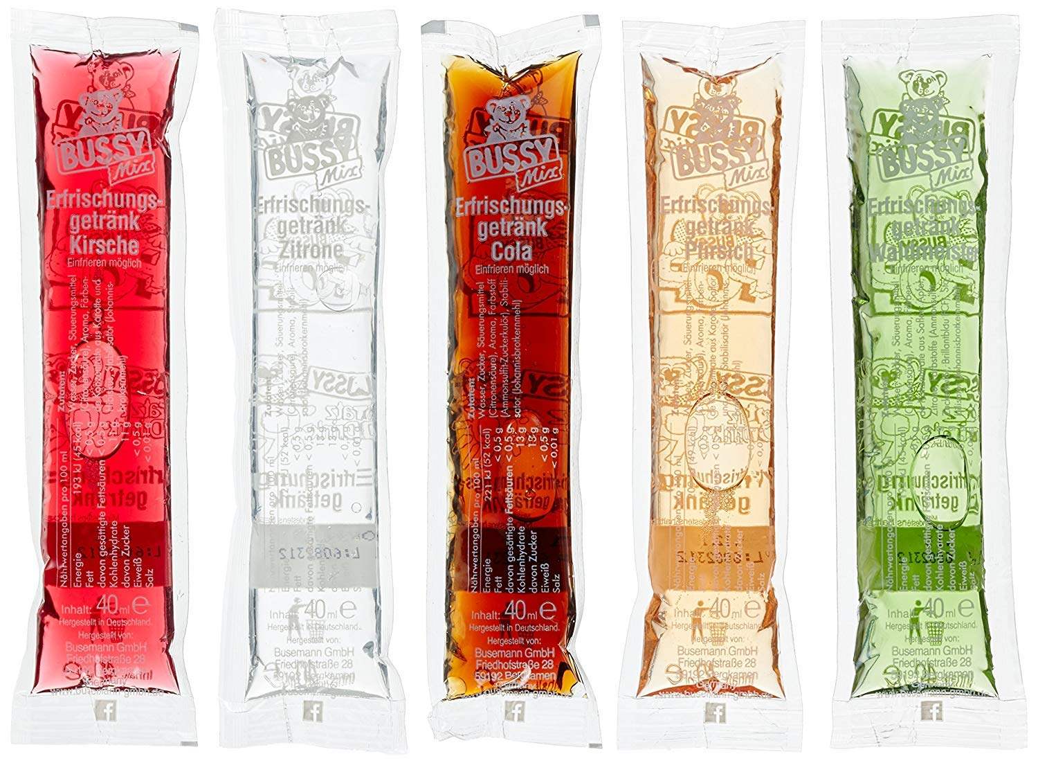 Bussy Wassereis 200x40ml – 5 Sorten Großpackung für Kiosk und Sommer-Events