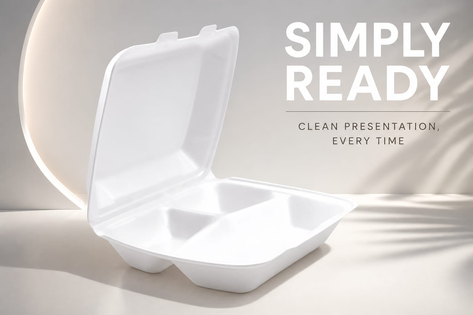 Menübox 3-geteilt weiß aus Styropor, 100 Stück – Einweg-Menüschale für Gastronomie und Catering