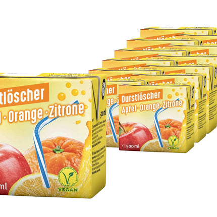 12er-Pack Durstlöscher Apfel-Orange-Zitrone (500 ml) – Erfrischendes Getränk mit fruchtiger Kombination aus Apfel, Orange und Zitrone. Perfekt für eine belebende und vitaminreiche Erfrischung. Angebot von GEtca GmbH.