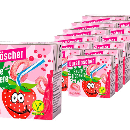 12er-Pack Durstlöscher Saure Erdbeere (500 ml) – Erfrischendes Getränk mit intensivem, säuerlichem Erdbeer-Geschmack. Perfekt für eine fruchtige und spritzige Erfrischung. Angebot von GEtca GmbH.