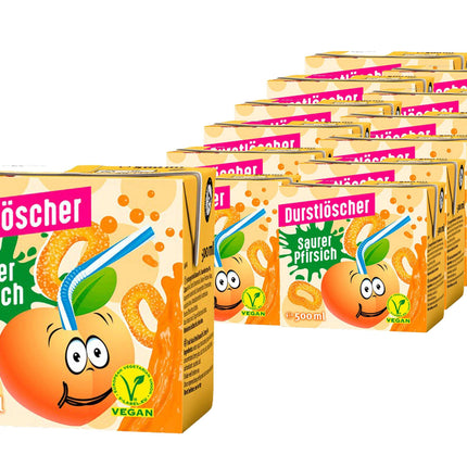 12er-Pack Durstlöscher Saurer Pfirsich (500 ml) – Erfrischendes Getränk mit intensivem, säuerlichem Pfirsich-Geschmack. Perfekt für eine fruchtige Erfrischung unterwegs. Angebot von GEtca GmbH.