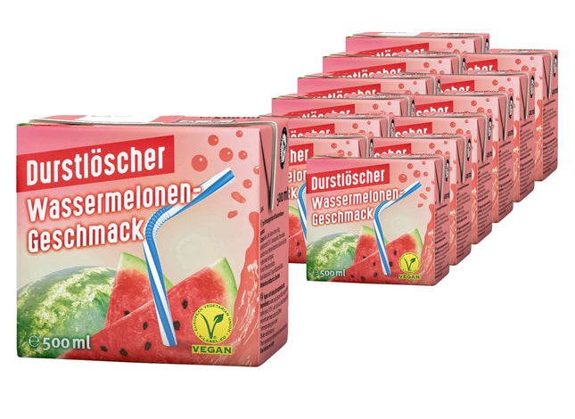 12er-Pack Durstlöscher Wassermelone (500 ml) – Erfrischendes Getränk mit fruchtigem Wassermelonen-Geschmack. Perfekt für eine sommerliche und belebende Erfrischung. Angebot von GEtca GmbH.