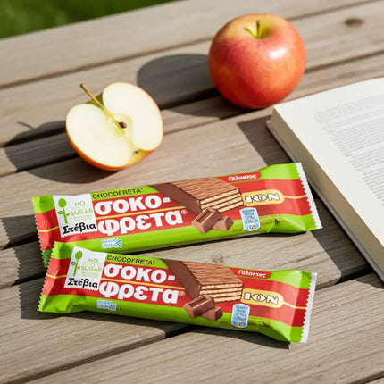 Griechische ION Schokofreta mit Stevia 30 g – leichter Schokoladensnack mit knuspriger Waffelfüllung