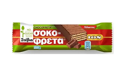 ION Schokofreta mit Stevia 30 g – griechischer Schokoladenriegel mit Waffel und Süßung durch Stevia