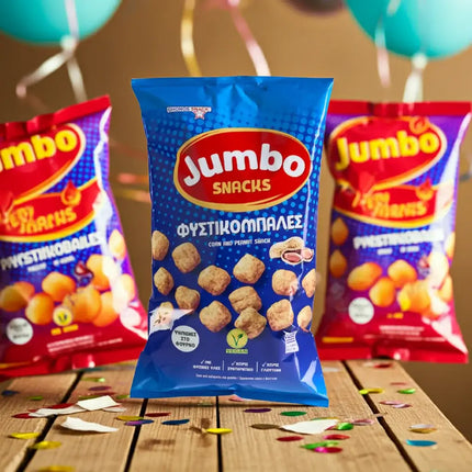 JUMBO Fystikobales 102 g – griechische Snack-Spezialität mit umhüllten Erdnüssen in praktischer Packung