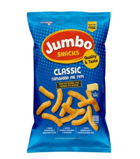 JUMBO Classik mit Käse 90 g – knuspriger Maissnack mit herzhaftem Käsegeschmack in der Originalverpackung