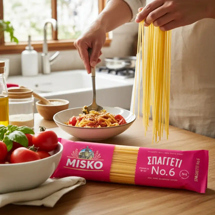 Original MISKO Spaghetti No. 6 – beliebte griechische Pasta für Tomatensaucen, Fleischgerichte und Gemüse