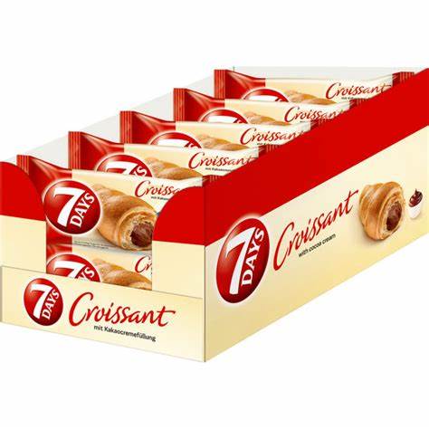 7 Days Croissant Kakao – weicher, goldbraun gebackener Croissant mit köstlicher Kakaocreme-Füllung, angeboten von der GEtca GmbH. Perfekt für alle, die den feinen Geschmack von Croissant und Schokolade genießen möchten.