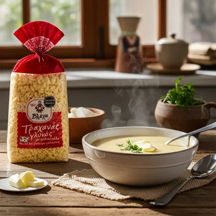 VLACHA Trachanas Süß mit Butter und Milch Vorderansicht 500 g – authentische Zutat für herzhafte Hausmannskost