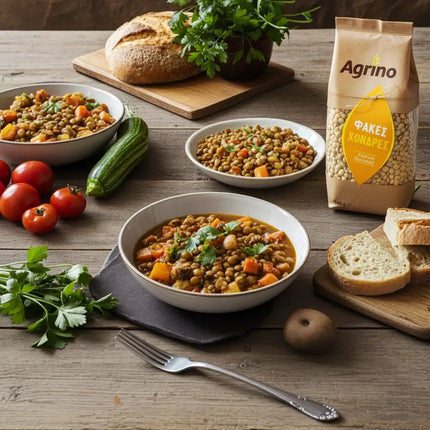 AGRINO große Linsen gekocht in Schüssel – Mediterrane Beilage für griechische Gerichte