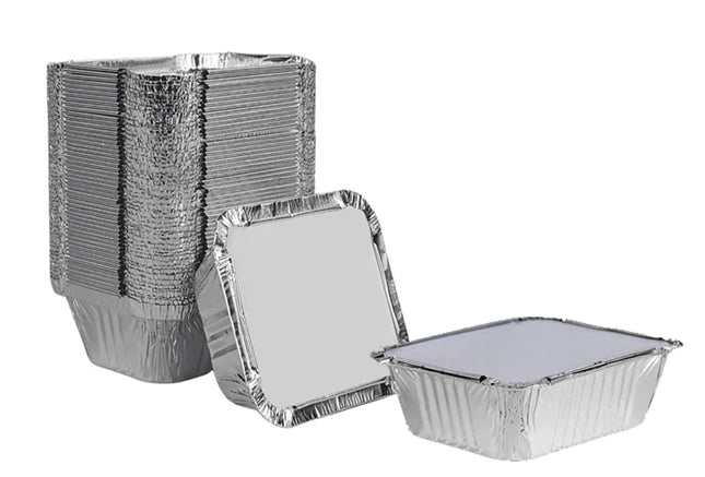 Aluschale R9L 250 ml – 58 µm – rechteckig 125×100×35 mm – 100 Stk ohne Deckel mit Deckel