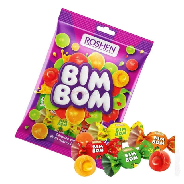 Die Packung Bim-Bom 1Kg enthält eine bunte Mischung aus fruchtigen und cremigen Bonbons – perfekt für einen abwechslungsreichen Genussmoment. Das Produkt wird von der GEtca GmbH angeboten.