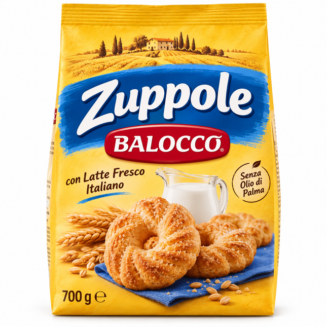 Balocco Zuppole Kekse 700 g – italienische Frühstückskekse mit Milch