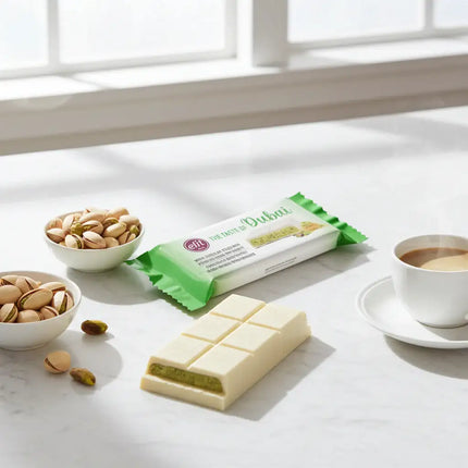 Dubai  Premium 90g Weiße Schokolade mit Pistazie elit