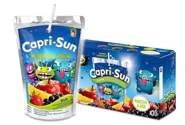 Capri-Sun Monster Alarm – eine aufregende und fruchtige Erfrischung mit einer bunten Mischung verschiedener Fruchtsäfte. Enthält natürliche Zutaten, eine angenehm süße Note und ist praktisch in der ikonischen Trinkpackung für unterwegs. Erhältlich bei GEtca GmbH.