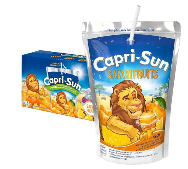 Capri-Sun Safari Fruits – eine exotische und fruchtige Erfrischung mit einer einzigartigen Mischung aus tropischen Fruchtsäften. Enthält natürliche Zutaten, eine angenehm süße Note und ist praktisch in der ikonischen Trinkpackung für unterwegs. Erhältlich bei GEtca GmbH.