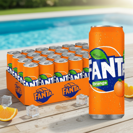 Fanta 330ml Dose eisgekühlt serviert