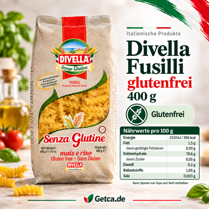 „Packung Divella Fusilli glutenfrei 400 g