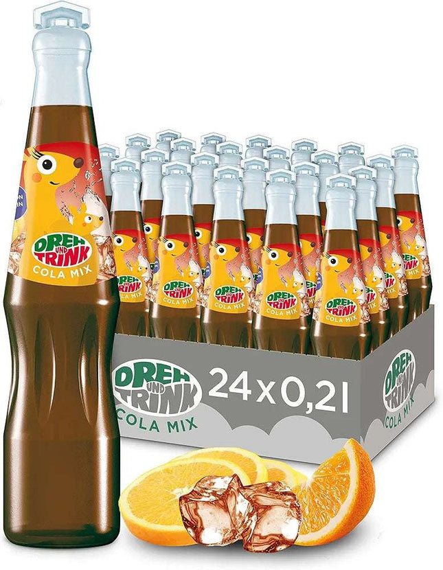 Dreh und Trink Cola Mix 200 ml ist ein spritziges Erfrischungsgetränk mit Cola-Orangen-Geschmack. Es enthält echten Orangensaft und kommt in einer recyclefähigen Verpackung – erhältlich bei GEtca GmbH.