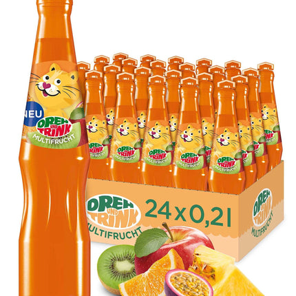 Dreh und Trink Multifrucht 200 ml ist ein fruchtiges Erfrischungsgetränk mit einer Mischung aus exotischen und heimischen Früchten. Es enthält Ananas-, Apfel-, Banane-, Kiwi-, Passionsfrucht- und Orangensaft und kommt in einer recyclefähigen Verpackung. Erhältlich bei GEtca GmbH.