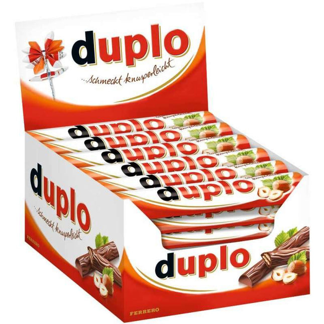 40er-Pack Duplo Riegel (18 g) – Knusprige Waffel mit zarter Milchcreme, umhüllt von feiner Schokolade. Perfekt für den kleinen Genussmoment zwischendurch. Angebot von GEtca GmbH.