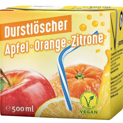 12er-Pack Durstlöscher Apfel-Orange-Zitrone (500 ml) – Erfrischendes Getränk mit fruchtiger Kombination aus Apfel, Orange und Zitrone. Perfekt für eine belebende und vitaminreiche Erfrischung. Angebot von GEtca GmbH.
