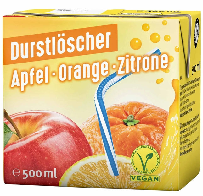 Durstlöscher Apfel-Orange-Zitrone 500 ml ist ein fruchtiges Erfrischungsgetränk mit einer harmonischen Mischung aus Apfel-, Orangen- und Zitronensaftkonzentrat. Es bietet eine erfrischende Balance aus Süße und Säure. Erhältlich bei GEtca GmbH.