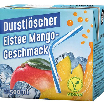 12er-Pack Durstlöscher Eistee Mango (500 ml) – Erfrischender Eistee mit exotischem Mango-Geschmack. Perfekt für eine fruchtige und belebende Pause. Angebot von GEtca GmbH.