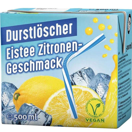 12er-Pack Durstlöscher Eistee Zitrone (500 ml) – Klassischer Eistee mit erfrischendem Zitronen-Geschmack. Perfekt für eine belebende und angenehme Erfrischung. Angebot von GEtca GmbH.