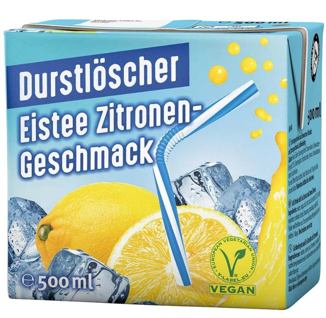 Durstlöscher Eistee Zitrone 500 ml ist ein erfrischendes Getränk mit Tee-Extrakt und spritzigem Zitronengeschmack. Es ist vegan, ohne Kohlensäure und ideal für unterwegs. Erhältlich bei GEtca GmbH.