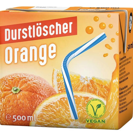 Durstlöscher Orange 500 ml ist ein fruchtiges Erfrischungsgetränk mit intensivem Orangengeschmack. Es enthält Fruchtsaftkonzentrat und bietet eine spritzige Erfrischung. Erhältlich bei GEtca GmbH.