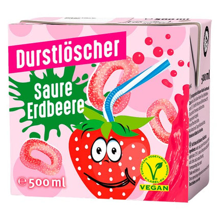 12er-Pack Durstlöscher Saure Erdbeere (500 ml) – Erfrischendes Getränk mit intensivem, säuerlichem Erdbeer-Geschmack. Perfekt für eine fruchtige und spritzige Erfrischung. Angebot von GEtca GmbH.