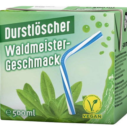 Durstlöscher Waldmeistergeschmack 500 ml ist ein erfrischendes Getränk mit intensivem Waldmeister-Geschmack. Es enthält Apfelsaftkonzentrat und bietet eine süße, aromatische Note. Erhältlich bei GEtca GmbH.