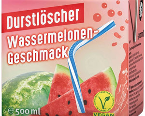 Durstlöscher Wassermelone 500 ml ist ein fruchtiges Erfrischungsgetränk mit süßem Wassermelonengeschmack. Es enthält Apfelsaftkonzentrat und bietet eine erfrischende Mischung aus Fruchtigkeit und leichter Säure. Erhältlich bei GEtca GmbH.