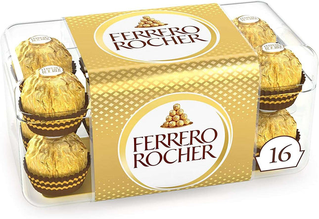 16er-Pack Ferrero Rocher Pralinen (200 g) – Edle Haselnuss-Nougat-Pralinen mit knuspriger Waffel und feiner Schokolade. Perfekt für besondere Genussmomente. Angebot von GEtca GmbH.