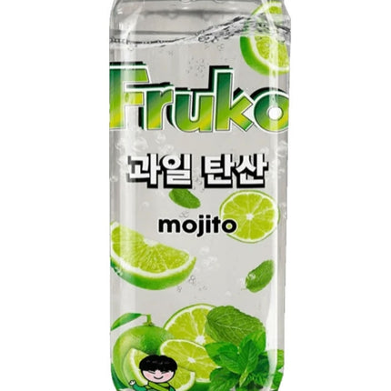 Frutti Fruko Mojito 330 ml – ein erfrischendes Getränk mit dem belebenden Geschmack eines klassischen Mojitos. Enthält spritzige Limette, Minze, Zucker und Kohlensäure für eine perfekte Mischung aus Frische und Genuss. Erhältlich bei GEtca GmbH.