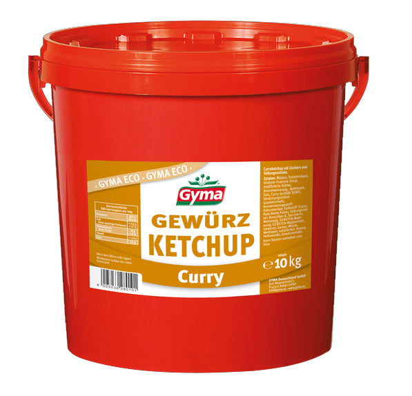 Gyma ECO Gewürzketchup Curry im 10 kg Kanister – würzige Tomatensauce mit feiner Currynote, ideal für Imbiss, Gastronomie und Großküche. Dieses Produkt wird angeboten von Getca GmbH.