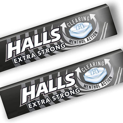 Halls Bonbons Extra Strong – intensive, erfrischende Lutschbonbons mit starkem Menthol- und Eukalyptusgeschmack, angeboten von der GEtca GmbH. Perfekt für alle, die eine besonders kräftige Frische erleben möchten!