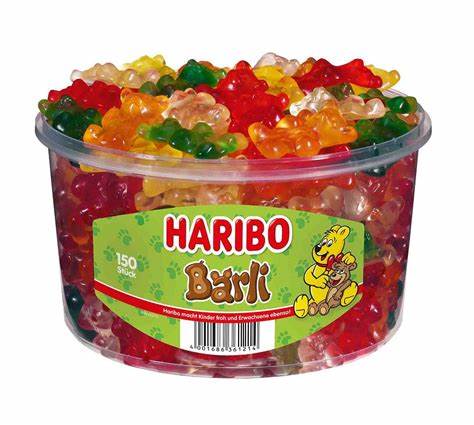 150er-Pack Haribo Bärli (1200 g) – Fruchtige Gummibären mit verschiedenen köstlichen Geschmacksrichtungen. Perfekt für eine bunte und leckere Nascherei. Angebot von GEtca GmbH.