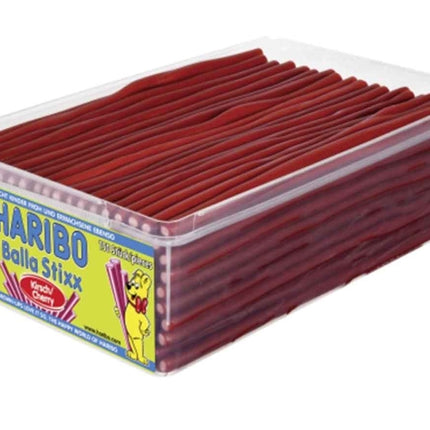 150er-Pack Haribo Balla Stixx Kirsche (1125 g) – Fruchtige Kaustangen mit intensivem Kirsch-Geschmack und weicher Konsistenz. Perfekt für eine süße und aromatische Nascherei. Angebot von GEtca GmbH.