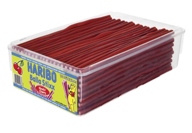 150er-Pack Haribo Balla Stixx Kirsche (1125 g) – Fruchtige Kaustangen mit intensivem Kirsch-Geschmack und weicher Konsistenz. Perfekt für eine süße und aromatische Nascherei. Angebot von GEtca GmbH.