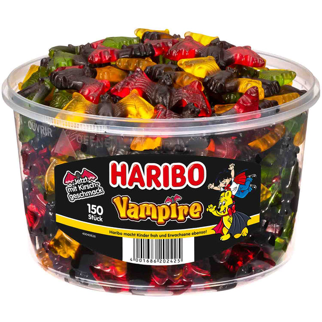 Haribo Vampire (150 Stück, 1200g) – spannende Mischung aus würzigem Lakritz und fruchtigem Fruchtgummi, angeboten von der GEtca GmbH. Perfekt für alle, die süß und herzhaft zugleich lieben.