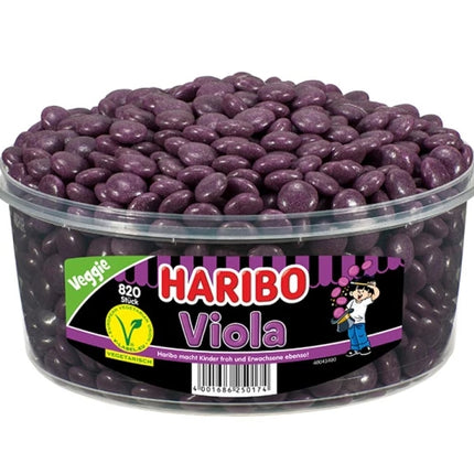 Pack Haribo Viola (1148 g) – Violett dragierte Lakritz-Dragees mit feinem Veilchenblüten-Aroma. Würzig, nostalgisch und gelatinefrei. Angebot von GEtca GmbH.