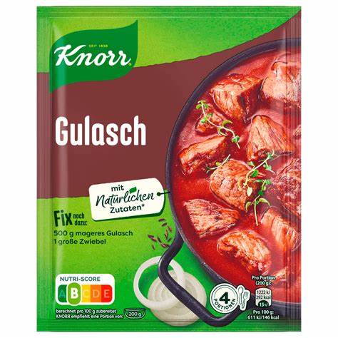 Knorr Fix Gulasch – praktische Gewürzmischung für ein herzhaftes und aromatisches Gulasch, angeboten von der GEtca GmbH. Perfekt für alle, die ein klassisches Schmorgericht mit intensivem Geschmack genießen möchten!