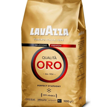 Lavazza Qualità Oro Beans 1kg bestehen aus 100 % Arabica-Bohnen mit einer mittleren Röstung und einem samtigen Aroma. Sie bieten fruchtige und blumige Noten, perfekt für hochwertigen Espresso oder Kaffee. Das Produkt wird von der GEtca GmbH angeboten.