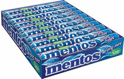 Mentos Strong Mint – extra starke, erfrischende Kaubonbons mit intensivem Minzgeschmack, angeboten von der GEtca GmbH. Perfekt für alle, die eine besonders kräftige Frische erleben möchten!