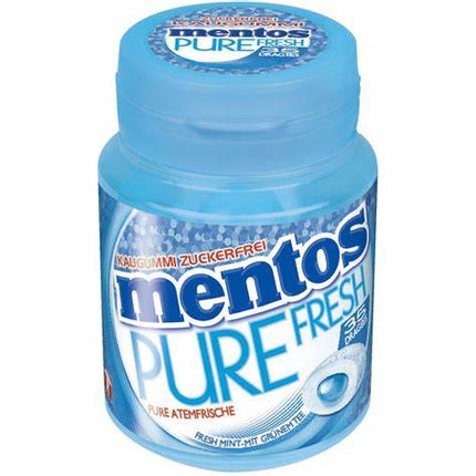 Mentos Pure Fresh Mint Bottle 60g enthält erfrischenden Kaugummi mit einem intensiven Minzgeschmack und einer langanhaltenden Frische – perfekt für einen belebenden Genussmoment. Das Produkt wird von der GEtca GmbH angeboten.