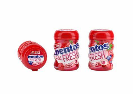 Mentos Pure Fresh Strawberry Bottle – erfrischende Kaugummis mit intensivem Erdbeergeschmack, in einer praktischen Flasche verpackt, angeboten von der GEtca GmbH. Perfekt für alle, die einen langanhaltenden, fruchtigen Kaugummi-Genuss lieben!