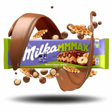 Die Packung Milka Nutty Choco Wafer 270g enthält knusprige Waffeln mit einer cremigen Schokoladen-Nuss-Füllung, verfeinert mit Milka Alpenmilchschokolade – perfekt für einen köstlichen Genussmoment. Das Produkt wird von der GEtca GmbH angeboten.