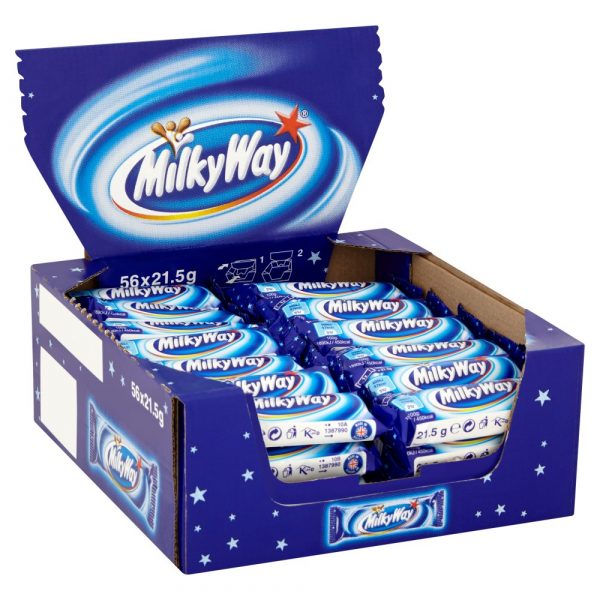 Milky Way – zarter Schokoriegel mit luftiger, cremiger Nougatfüllung, umhüllt von feiner Milchschokolade, angeboten von der GEtca GmbH. Perfekt für alle, die den sanften und leichten Schokoladengenuss lieben.